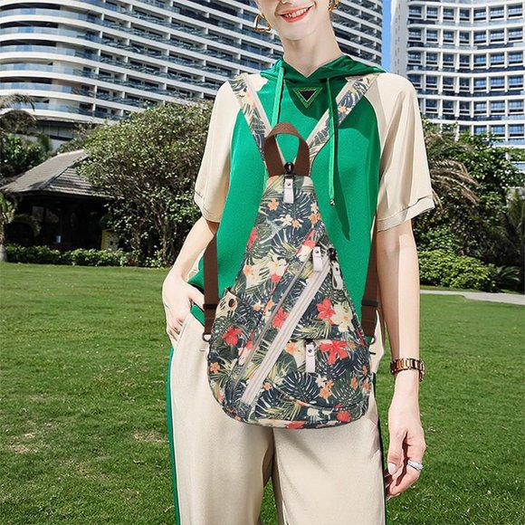 Women Casual Small Canvas Sling Crossbody Shoulder Backpack